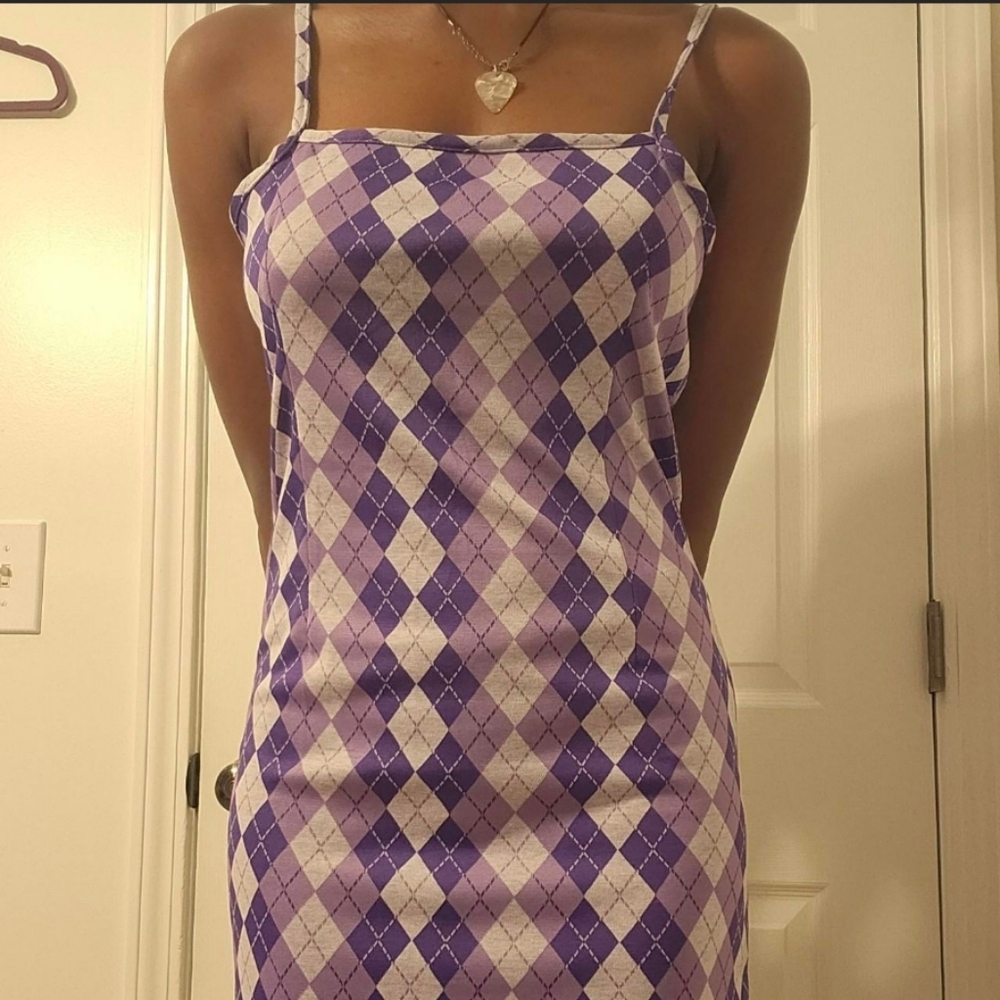 Medium Sized Purple and Grey Dress